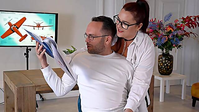 Brunette milf Sabina Black enjoys clothed sex