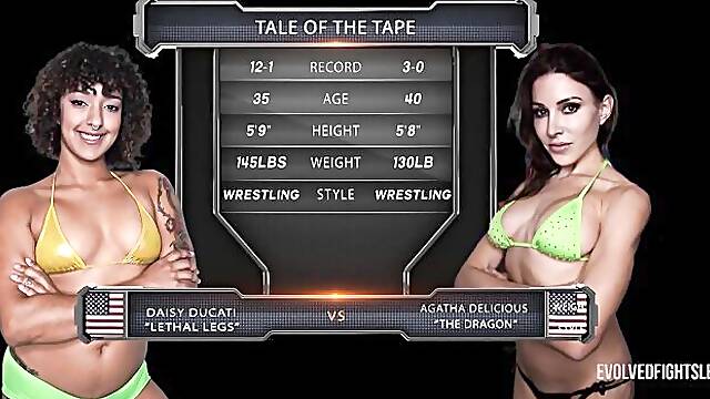 Bubbly Daisy Ducati and Agatha Delicious - girls wrestling scene - Evolved Fights Lez