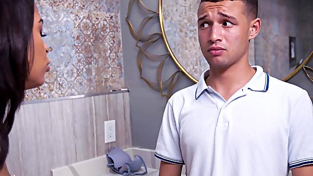 Vienna Black sucks hard dick and gets pounded in the bathroom