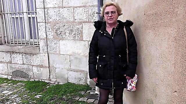 French Old Slut Finally Gets Fucked By Two Young Hungs