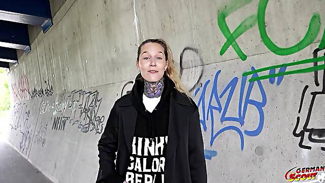 GERMAN SCOUT - Crazy German Tattoo Model Lisa Rocketcock Pickup for Casting Fuck