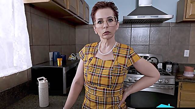 Stepgrandson offers to give his Gam gam Ruby Lynne a massage on her sore boobs