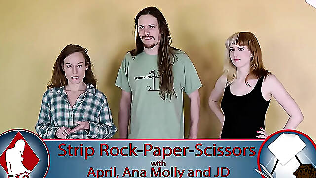 Clothes vanish in a steamy game of strip rock paper scissors