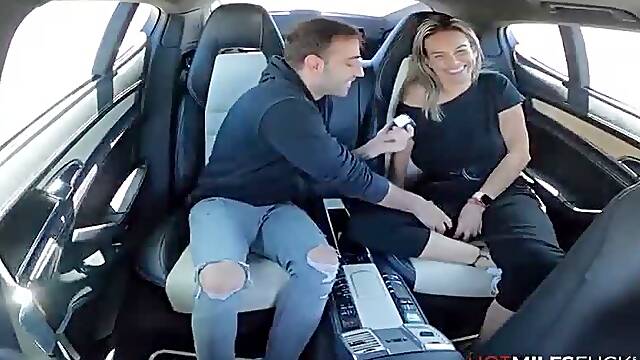 Sexy Busty MILF Takes Cock In A SUV Then is tag teamed by 2 guys at their apartment in her first