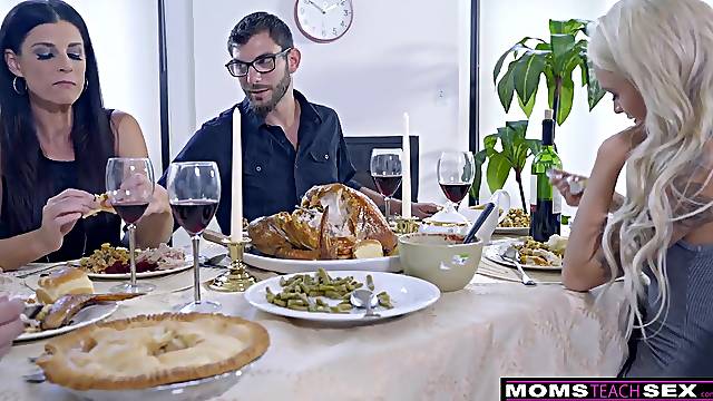 Mom Fucks Son & Eats Teen Creampie For Thanksgiving Treat