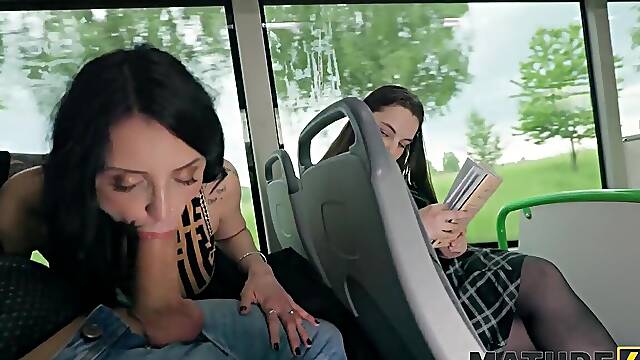 MATURE4K. Jumping on a schlong in the bus