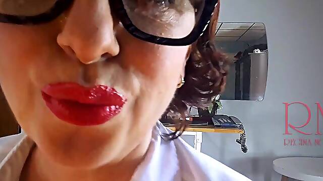 Office Obsession, The in natures garb secretary in the office puts on nylon, underclothing, nylons, office 11