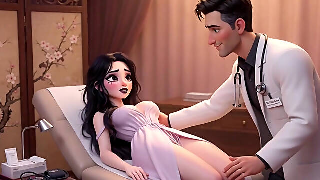 Lunas Sensual First Checkup Gothic Beauty Awakens in Her Doctors Caring Hands (AI generated)