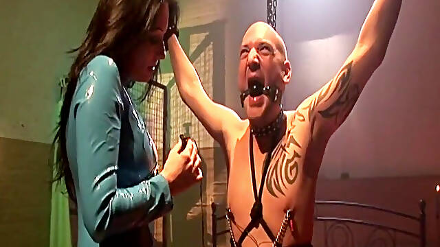 Latex MILF Dominates Bound Men with Toys