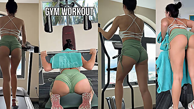 Big Ass Workout in Tight Shorts with Hot Close-ups
