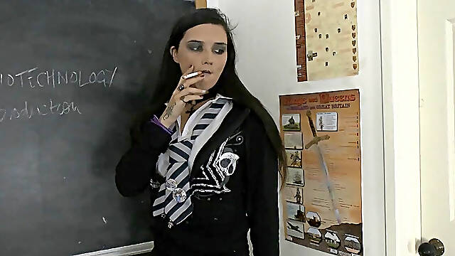 Pixiee Strips While Smoking in Class