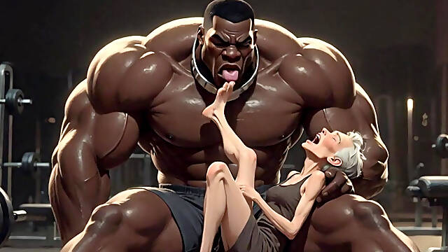 Granny Moaning in Pleasure - Strong Black Man Sucking Her Feet