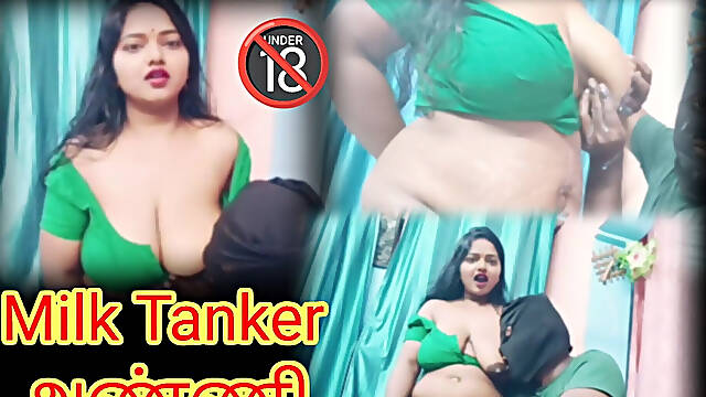 Milking to My Devar but He Spoiled Lot of My Boobs Milk - Tamil Hot Video with Dirty Talk